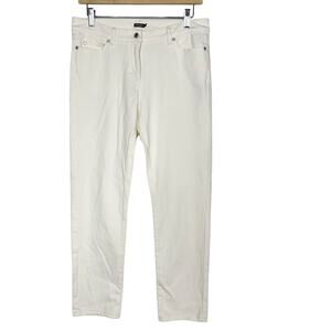 J McLaughlin Size 8 Cream Cotton Stretch Straight Leg Denim Jeans Off White